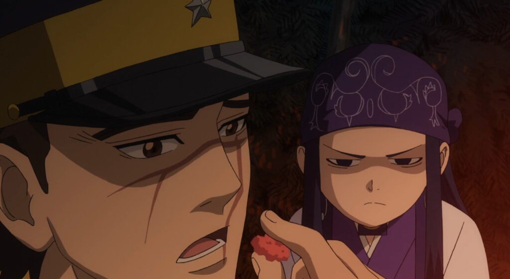 Asirpa forcesd Sugimoto to eat the raw brain of the prey