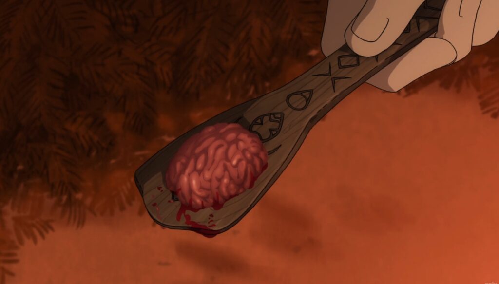 Asirpa forcesd Sugimoto to eat the raw brain of the prey