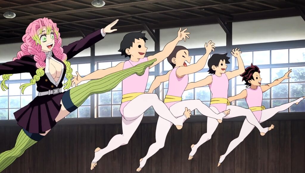 A bunch of Bushi are jumping around in leotards