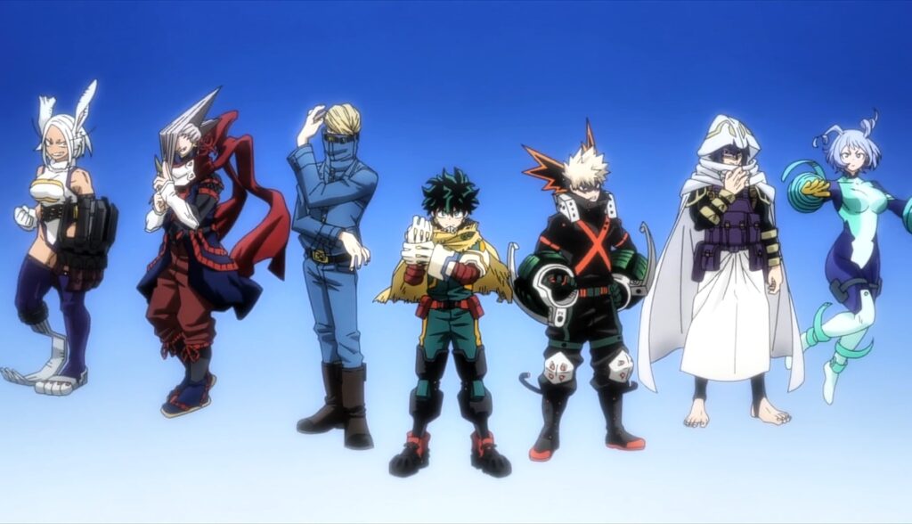 Shigaraki, being even stronger than All-For-One now, needed to be pitted against, Midoriya Izuku, Best Jeanist, Bakugo Katsuki, Edge Shot, and Mirko the bunny girl.