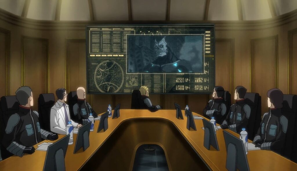 higher authorities were discussing their plan with Kaiju No. 8